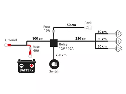 Kabelsats DT-3 för 3st extraljus - Reläsats & Kabelsats - 8020104404 - 2