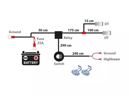 Reläkabelsats för 2st ljus med DT-2 kontakt - Reläsats & Kabelsats - 8020104894 - 4